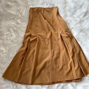 Zara Pleated Midi Skirt in Beige